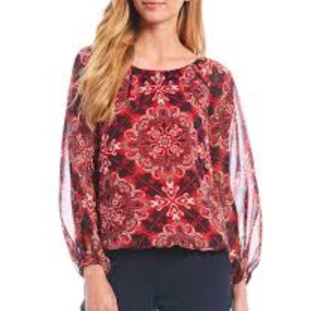 NWT Tommy Hilfiger Chiffon Bandana Print Blouse